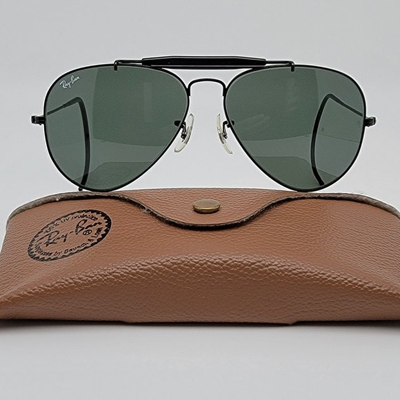 Ray-Ban B&L L9500 Outdoorsman Black Chrome G-15 Lens Aviator Sunglasses w/ Case